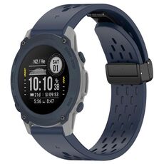 Per cinturino in silicone con fibbia pieghevole magnetica con fori da 22 mm per Garmin Descent G1 (mezzanotte)
