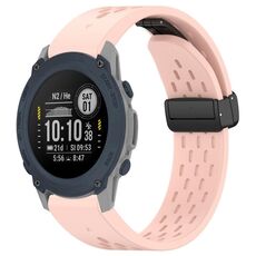 Per cinturino in silicone con fibbia pieghevole magnetica con fori da 22 mm Garmin Descent G1 (rosa)