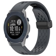 Per cinturino in silicone con fibbia pieghevole magnetica con fori da 22 mm per Garmin Descent G1 (grigio scuro)