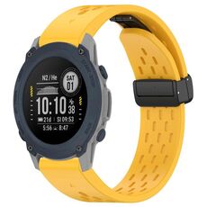 Per cinturino in silicone con fibbia pieghevole magnetica con fori da 22 mm Garmin Descent G1 (giallo)