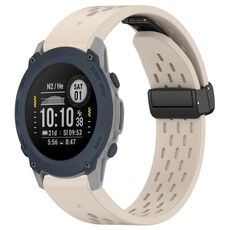 Per cinturino in silicone con fibbia pieghevole magnetica con fori da 22 mm per Garmin Descent G1 (Starlight)