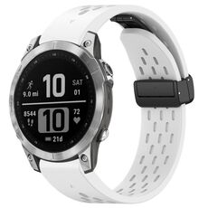 Per cinturino in silicone con fibbia pieghevole magnetica con fori da 22 mm per Garmin Fenix 7 / Fenix 7 Pro (bianco)