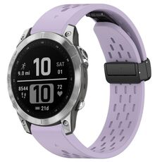 Per cinturino in silicone con fibbia pieghevole magnetica con fori da 22 mm per Garmin Fenix 7 / Fenix 7 Pro (viola)