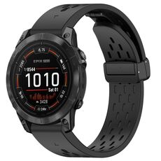 Per cinturino in silicone con fibbia pieghevole magnetica Garmin Epix Pro 47mm 22mm (nero)