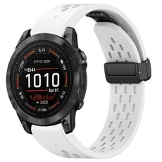 Per cinturino in silicone con fibbia pieghevole magnetica Garmin Epix Pro 47mm 22mm (bianco)