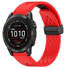 Per cinturino in silicone con fibbia pieghevole magnetica per Garmin Epix Pro 47mm 22mm (rosso)