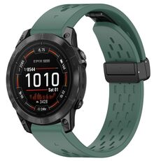 Per cinturino in silicone con fibbia pieghevole magnetica Garmin Epix Pro 47mm 22mm (verde scuro)