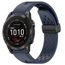 Per cinturino in silicone con fibbia pieghevole magnetica per Garmin Epix Pro 47 mm 22 mm (mezzanotte)