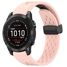Per cinturino in silicone con fibbia pieghevole magnetica Garmin Epix Pro 47mm 22mm (rosa)