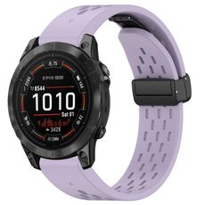 Per cinturino in silicone con fibbia pieghevole magnetica Garmin Epix Pro 47mm 22mm (viola)