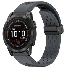 Per cinturino in silicone con fibbia pieghevole magnetica Garmin Epix Pro 47mm 22mm (grigio scuro)