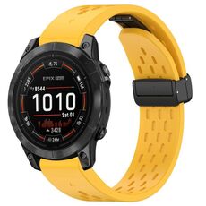 Per cinturino in silicone con fibbia pieghevole magnetica per Garmin Epix Pro 47mm 22mm (giallo)