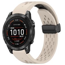Per cinturino in silicone con fibbia pieghevole magnetica Garmin Epix Pro 47mm 22mm (Starlight)