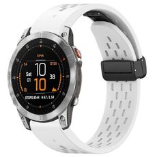 Per Garmin Epix Gen2 / Epix Pro Gen2 cinturino in silicone con fibbia pieghevole magnetica con fori da 47 mm (bianco)