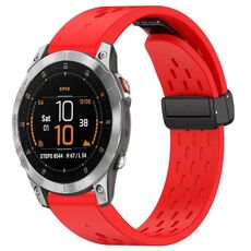 Per Garmin Epix Gen2 / Epix Pro Gen2 cinturino in silicone con fibbia pieghevole magnetica con fori da 47 mm (rosso)