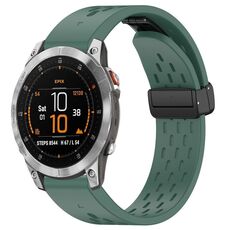 Per Garmin Epix Gen2 / Epix Pro Gen2 cinturino in silicone con fibbia pieghevole magnetica con fori da 47 mm (verde scuro)
