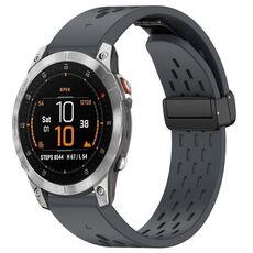 Per Garmin Epix Gen2 / Epix Pro Gen2 cinturino in silicone con fibbia pieghevole magnetica con fori da 47 mm (grigio scuro)