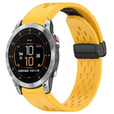 Per cinturino in silicone con fibbia pieghevole magnetica con fori da 47 mm per Garmin Epix Gen2 / Epix Pro Gen2 (giallo)