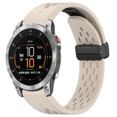 Per Garmin Epix Gen2 / Epix Pro Gen2 Cinturino in silicone con fibbia pieghevole magnetica con fori da 47 mm (Starlight)
