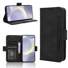 Per Samsung Galaxy S24 5G Custodia in pelle con texture di vitello e slot per schede (nero)