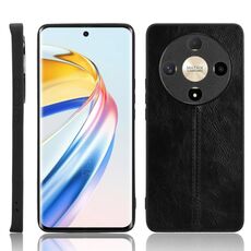 Custodia per telefono con cover posteriore cucita con motivo mucca per Honor X9b 5G / Magic6 Lite (nera)
