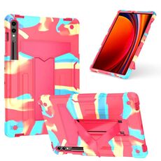 Custodia per tablet PC ibrida in silicone robot per Samsung Galaxy Tab S9 FE+ / S9+ T (Camouflage Rose Red)