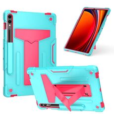 Custodia per tablet PC ibrida in silicone robot per Samsung Galaxy Tab S9 FE+ / S9+ T (rosa menta rossa)