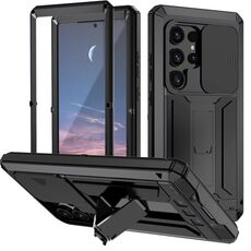 Custodia per telefono con supporto impermeabile per fotocamera scorrevole R-JUST per Samsung Galaxy S24 Ultra 5G (nero)