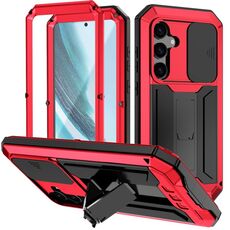 Custodia per telefono con supporto impermeabile per fotocamera scorrevole R-JUST per Samsung Galaxy S24+ 5G (rosso)