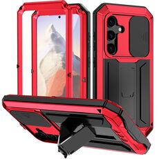 Custodia per telefono con supporto impermeabile per fotocamera scorrevole R-JUST per Samsung Galaxy S24 5G (rosso)
