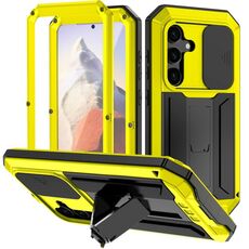 Custodia per telefono con supporto impermeabile per fotocamera scorrevole R-JUST per Samsung Galaxy S24 5G (giallo)