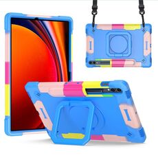 Custodia per tablet PC ibrida in silicone con robot per Samsung Galaxy Tab S9 FE+ / S9+ (blu mimetico)