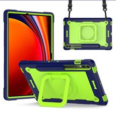 Custodia per tablet PC ibrida in silicone con robot per Samsung Galaxy Tab S9 FE+ / S9+ (giallo scuro verde)