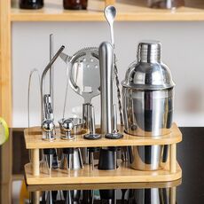Set da barman in acciaio inossidabile 15 in 1 da 550 ml. Strumenti per barman con shaker per cocktail