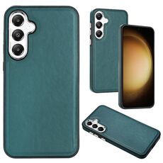 Custodia per telefono a copertura totale con texture in pelle per Samsung Galaxy S24 5G (verde)