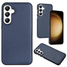 Custodia per telefono a copertura totale con texture in pelle Samsung Galaxy S24 5G (blu)