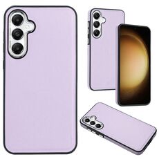 Custodia per telefono a copertura totale con texture in pelle per Samsung Galaxy S24 5G (viola)