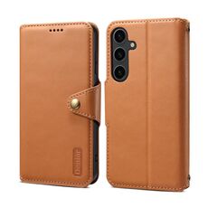 Per Samsung Galaxy S23+ 5G Denior Custodia in pelle stile portafoglio con texture in pelle di vacchetta (cachi)