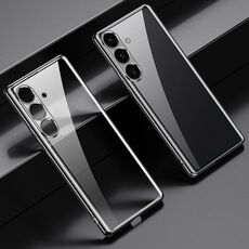 Per Samsung Galaxy S24+ 5G SULADA Custodia per telefono trasparente in TPU galvanico (nero)