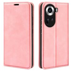 Per OPPO Reno 11 5G Global Retro-skin Custodia in pelle con aspirazione magnetica (rosa)