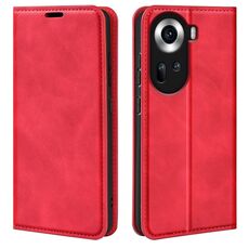 Per OPPO Reno 11 5G Custodia per telefono in pelle con aspirazione magnetica globale retro-skin (rossa)