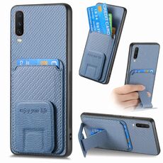 Per vivo Y12 / Y15 / Y17 / Y3 Custodia per telefono con supporto pieghevole in fibra di carbonio (blu)