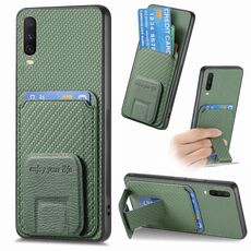 Per vivo Y12 / Y15 / Y17 / Y3 Custodia per telefono con supporto pieghevole in fibra di carbonio (verde)