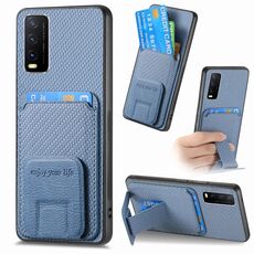 Custodia pieghevole per telefono con supporto pieghevole per borsa in fibra di carbonio per vivo Y20 (blu)