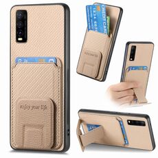 Per vivo Y70s Custodia per telefono con supporto pieghevole in fibra di carbonio (cachi)