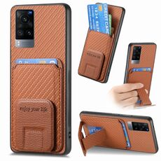 Custodia pieghevole per telefono con supporto pieghevole per borsa in fibra di carbonio per vivo X60 (marrone)