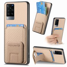 Custodia pieghevole per telefono con supporto pieghevole per carta in fibra di carbonio per vivo X60 (cachi)