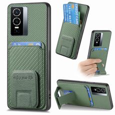 Custodia pieghevole per telefono con supporto pieghevole per carta in fibra di carbonio per vivo Y76 (verde)