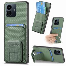 Per vivo Y77 5G Custodia per telefono con supporto pieghevole in fibra di carbonio (verde)