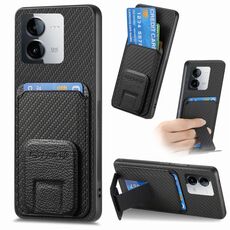 Per vivo iQOO Z8 Custodia per cellulare con supporto pieghevole per carta in fibra di carbonio (nera)